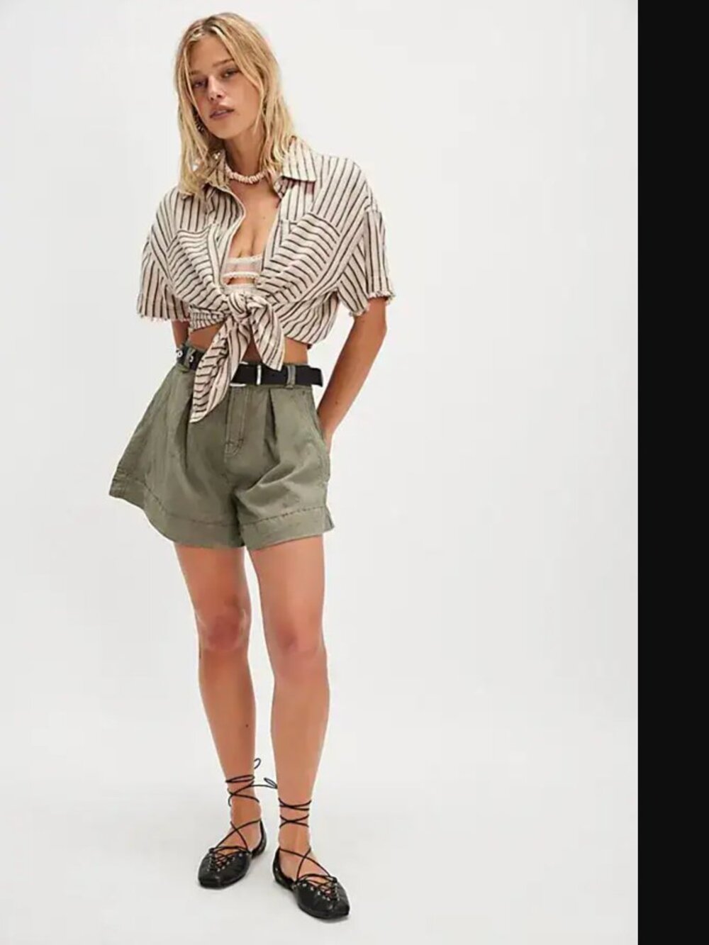 Free People Women Crystal Kelp Marina Tailored Trouser Shorts Size 2 NWOT 78$